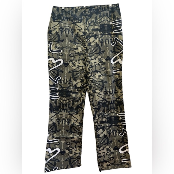 Maria Gabrielle Pants - Maria Gabrielle New York Graphic Camo Pants XL Y2K Streetwear Made USA
